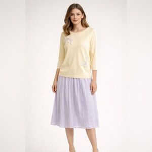 Bob Mackie yellow and lavender sweater silk skirt set size 8 ✨30% off bundles